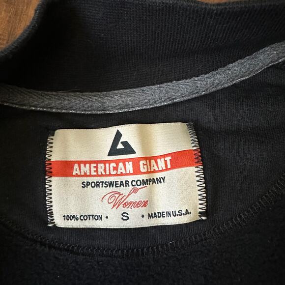 AMERICAN GIANT Baseball Jacket Black Cotton Outdoor Snap Button Bomber - Picture 9 of 13